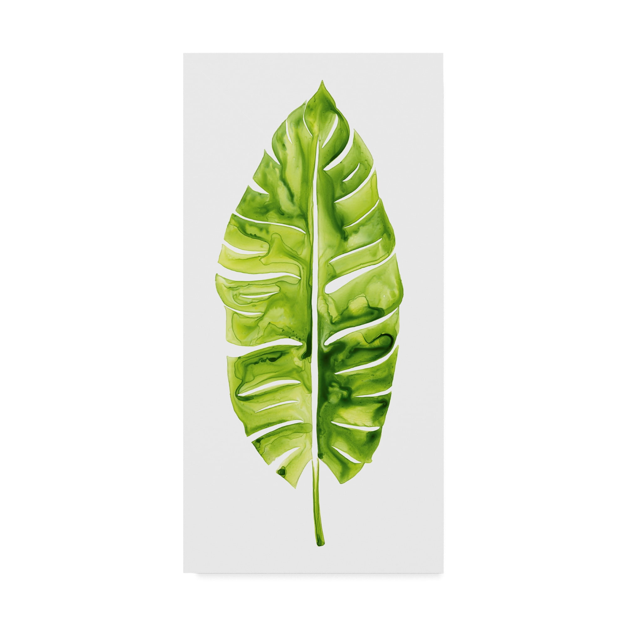 Grace Popp Green Leaf Abstract Canvas Art in White Frame