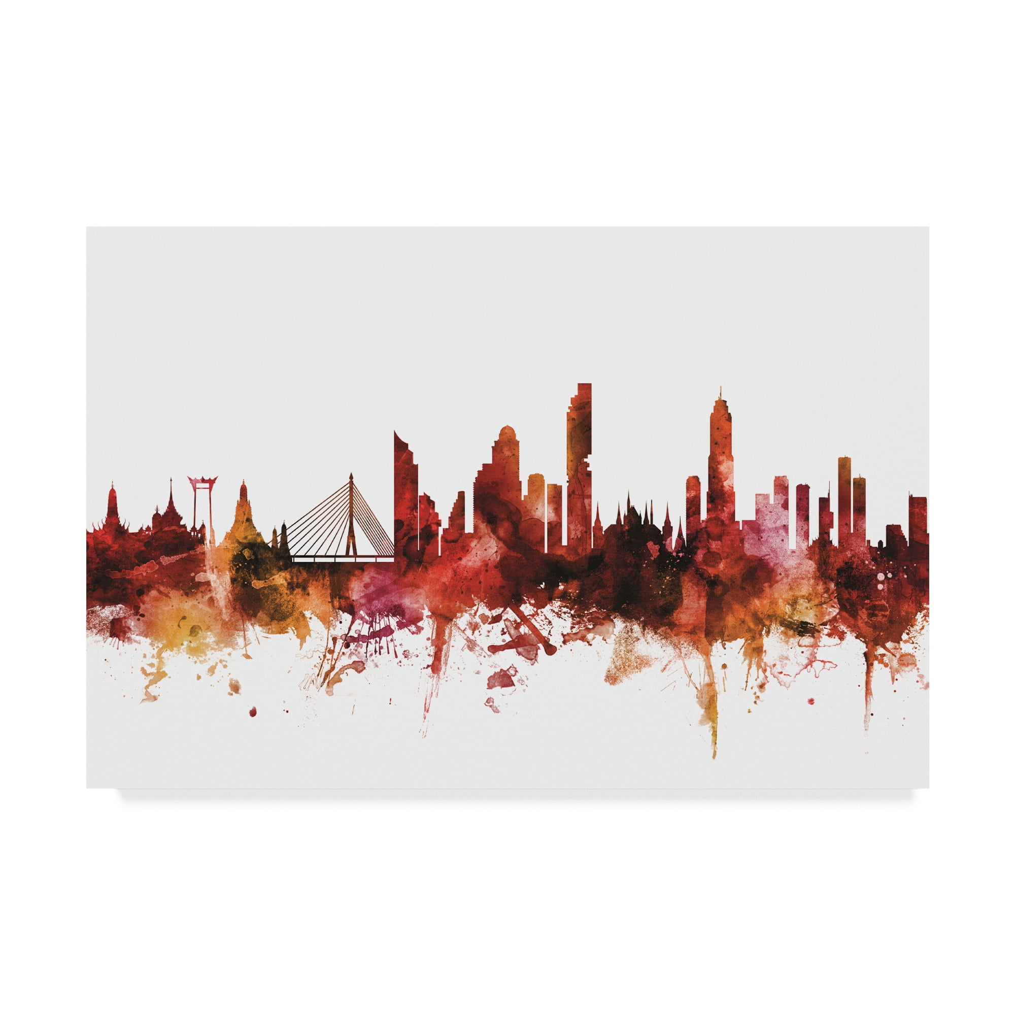 Trademark Fine Art 'Bangkok Thailand Skyline Red' Canvas Art by Michael Tompsett
