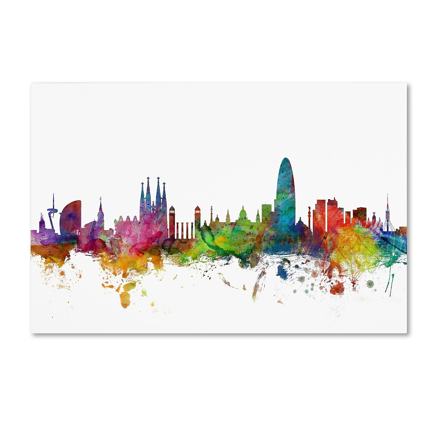 Trademark Fine Art "Barcelona Spain Skyline" Canvas Art by Michael Tompsett