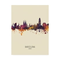 Trademark Fine Art 'Barcelona Spain Skyline Portrait III' Canvas Art by Michael Tompsett