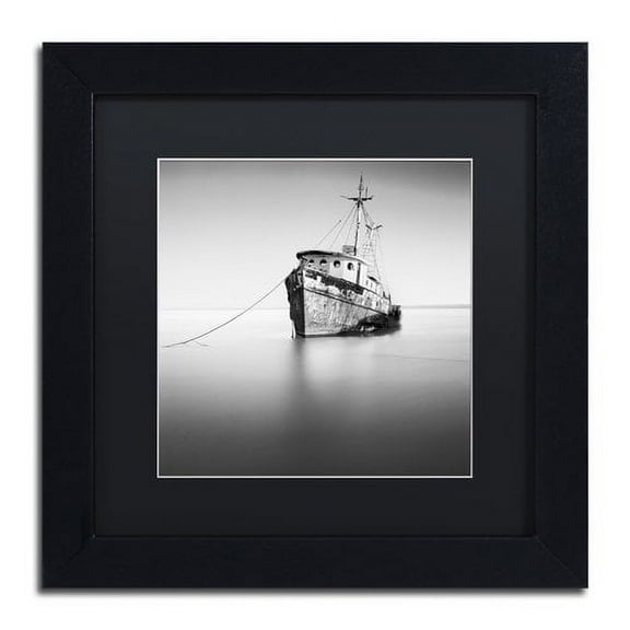 Trademark Fine Art "Barco Hundido" Canvas Art by Moises Levy Black Matte, Black Frame