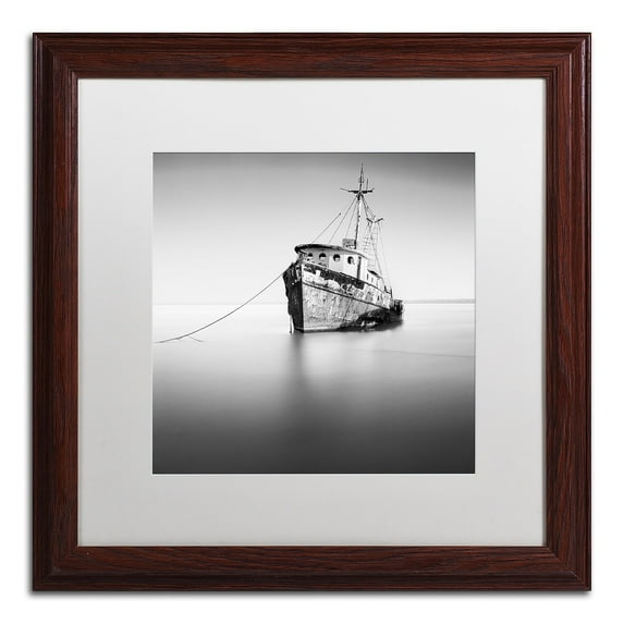 Trademark Fine Art "Barco Hundido" Canvas Art by Moises Levy White Matte, Wood Frame