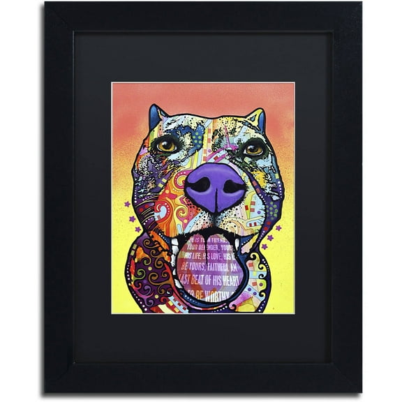Trademark Fine Art "Bark Don't Bite" Canvas Art by Dean Russo, Black Matte, Black Frame