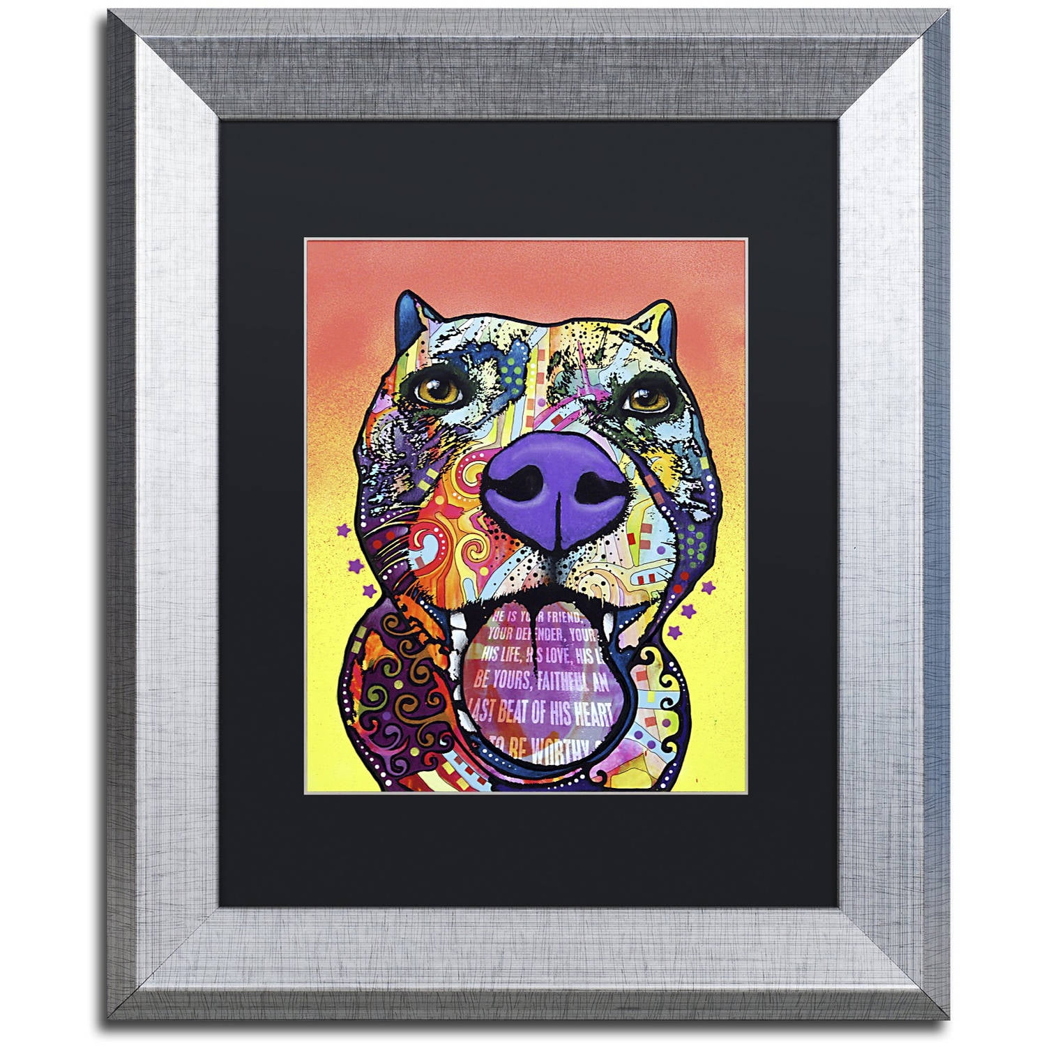 Trademark Fine Art "Bark Don't Bite" Canvas Art by Dean Russo, Black Matte, Silver Frame
