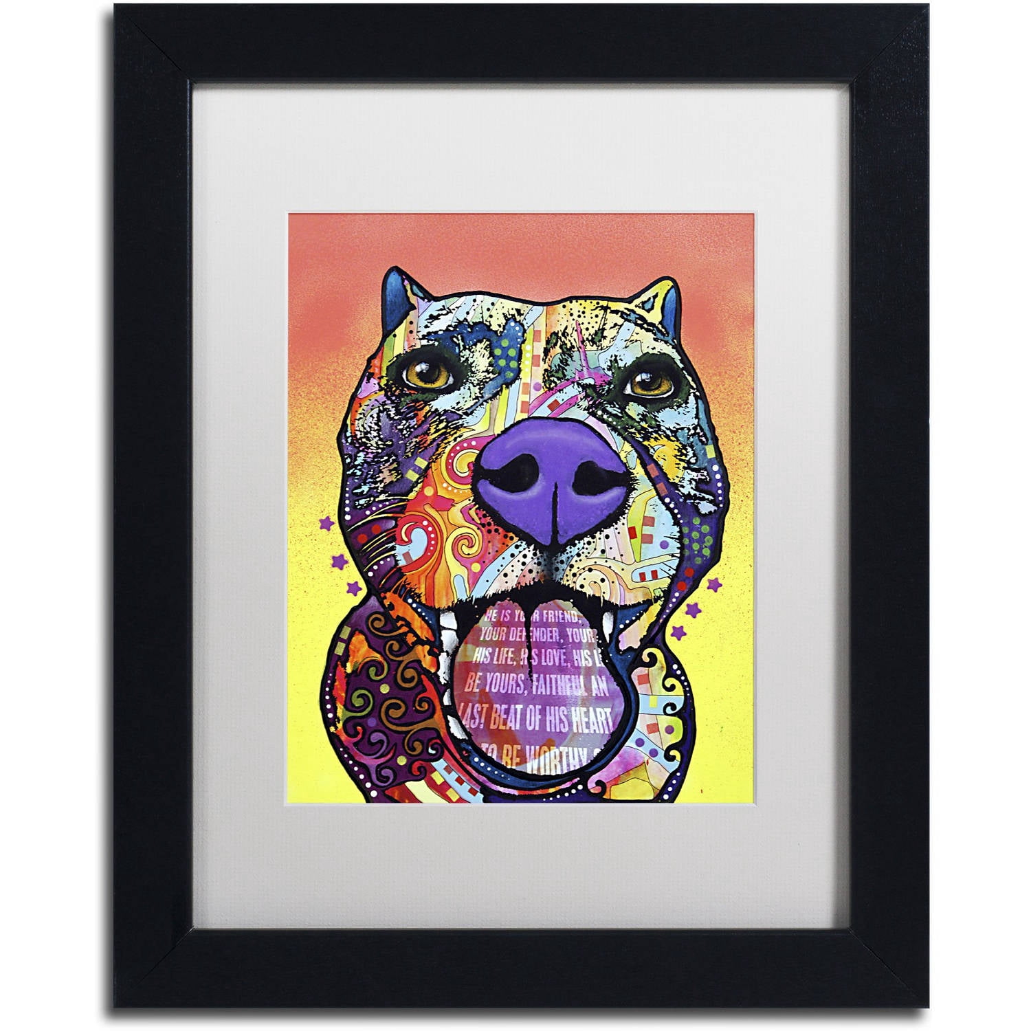 Trademark Fine Art "Bark Don't Bite" Canvas Art by Dean Russo, White Matte, Black Frame