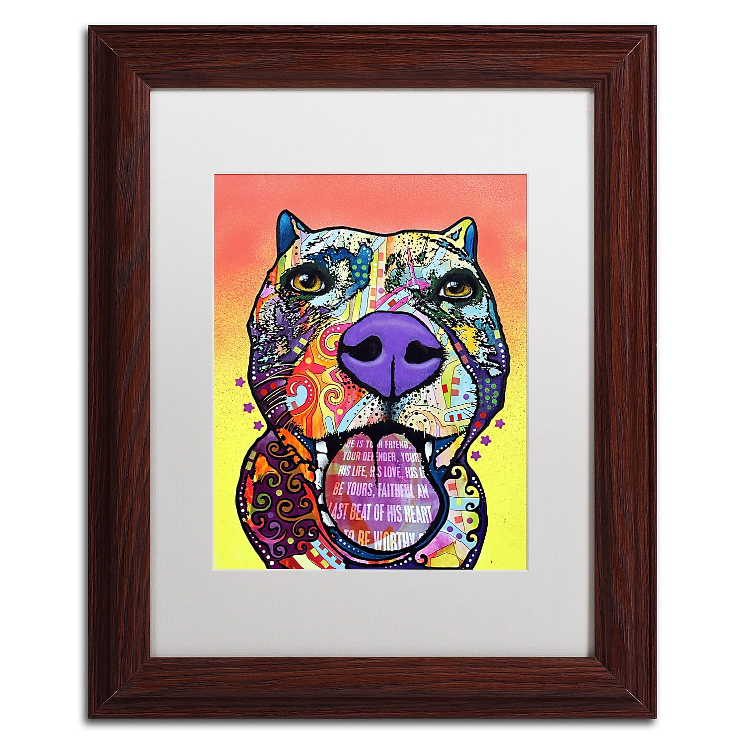 Trademark Fine Art "Bark Don't Bite" Canvas Art by Dean Russo, White Matte, Wood Frame
