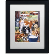 Trademark Fine Art 'Barn Pals' Canvas Art by Jenny Newland, White Matte, Black Frame