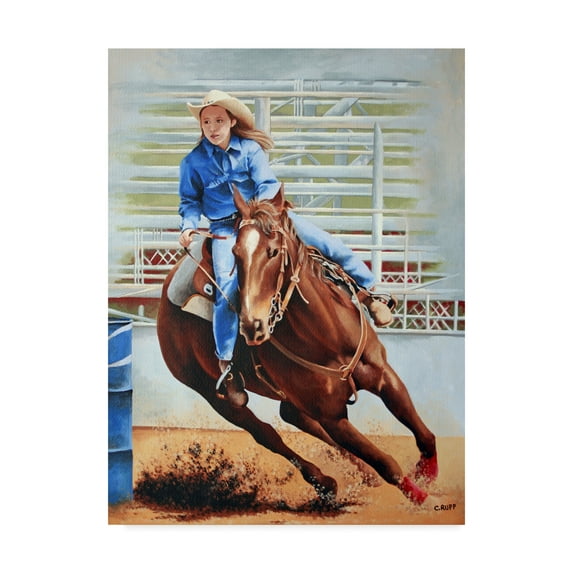 Trademark Fine Art 'Barrel Racing' Canvas Art by Carol J Rupp