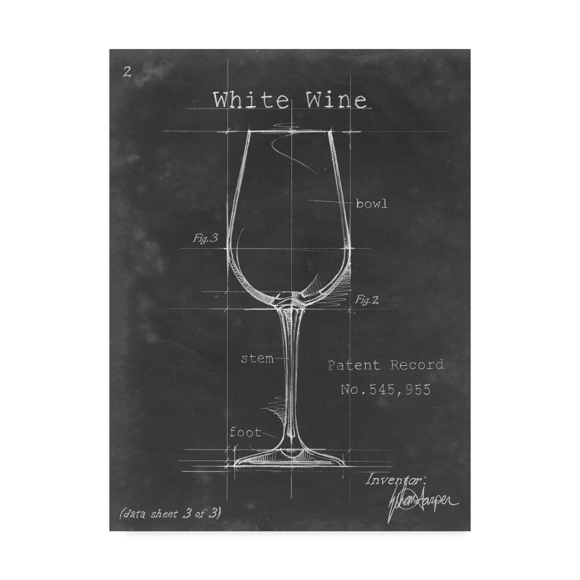 Ethan Harper Black and White Barware Blueprint Canvas Art