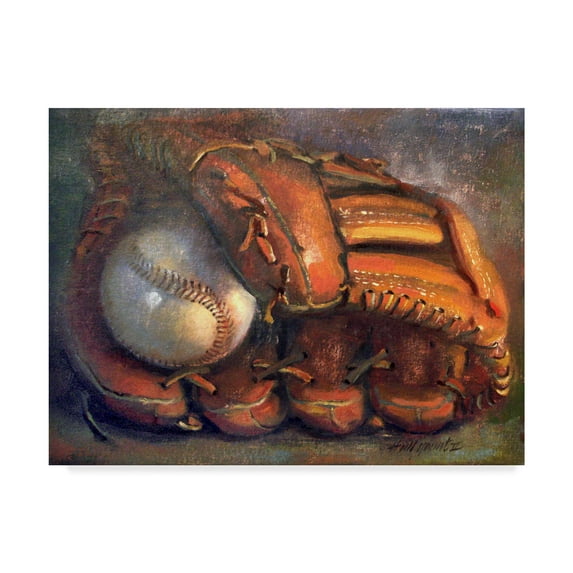 Trademark Fine Art 'Baseball With Mitt 7' Canvas Art by Hall Groat Ii