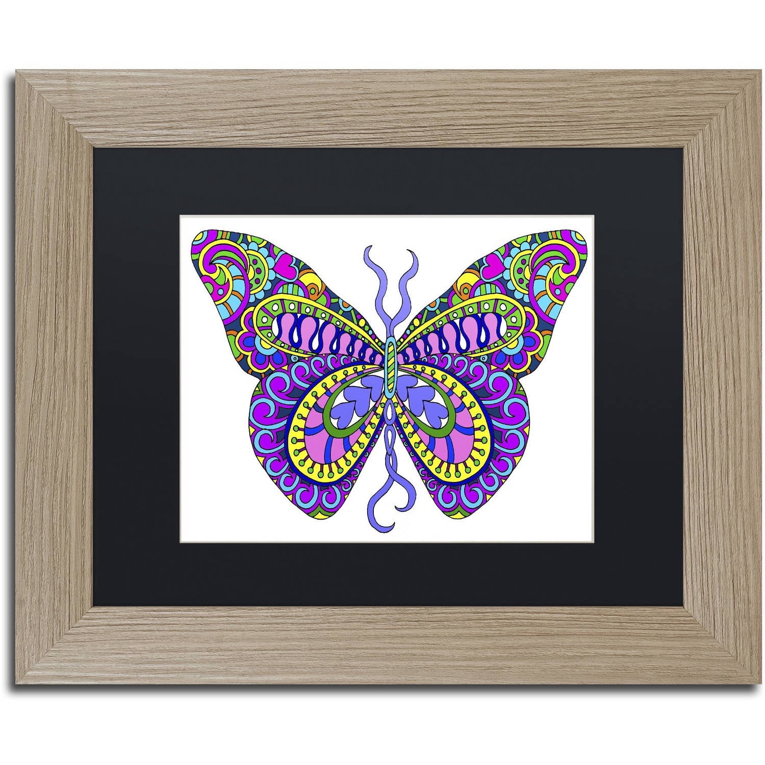 Trademark Fine Art "Bashful Garden Butterfly Blooming" Canvas Art by Kathy G. Ahrens, Black Matte, Birch Frame