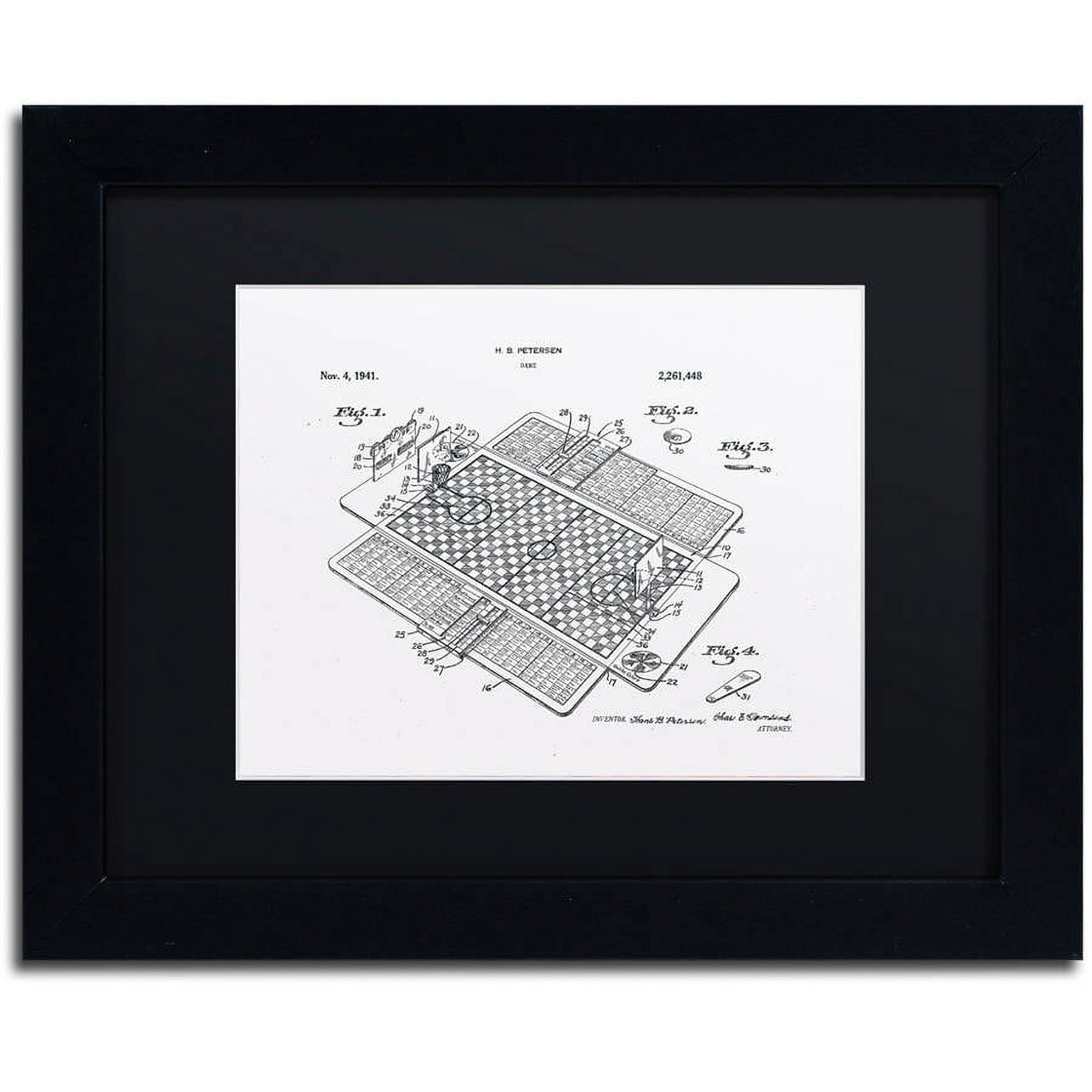 Trademark Fine Art "Basketball Court Game Patent White" Canvas Art by Claire Doherty, Black Matte, Black Frame