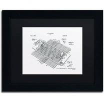 Trademark Fine Art "Basketball Court Game Patent White" Canvas Art by Claire Doherty, Black Matte, Black Frame