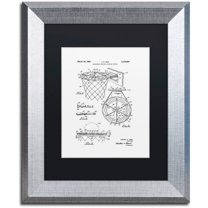Trademark Fine Art "Basketball Hoop Patent 1965 White" Canvas Art by Claire Doherty, Black Matte, Silver Frame