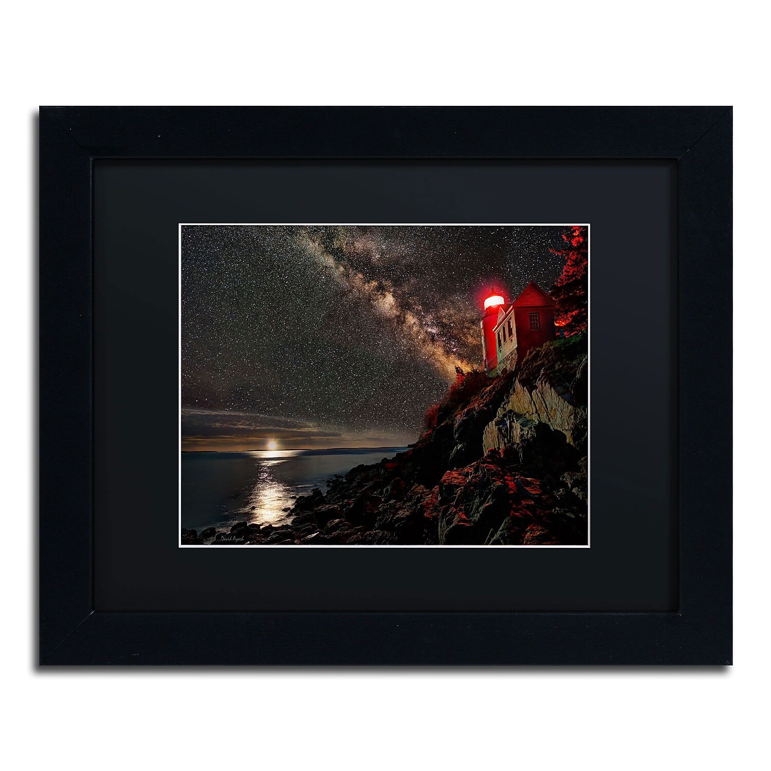 Trademark Fine Art "Bass Harbor Lighthouse - Acadia National Park - Maine" Canvas Art by David Ayash, Black Matte, Black Frame