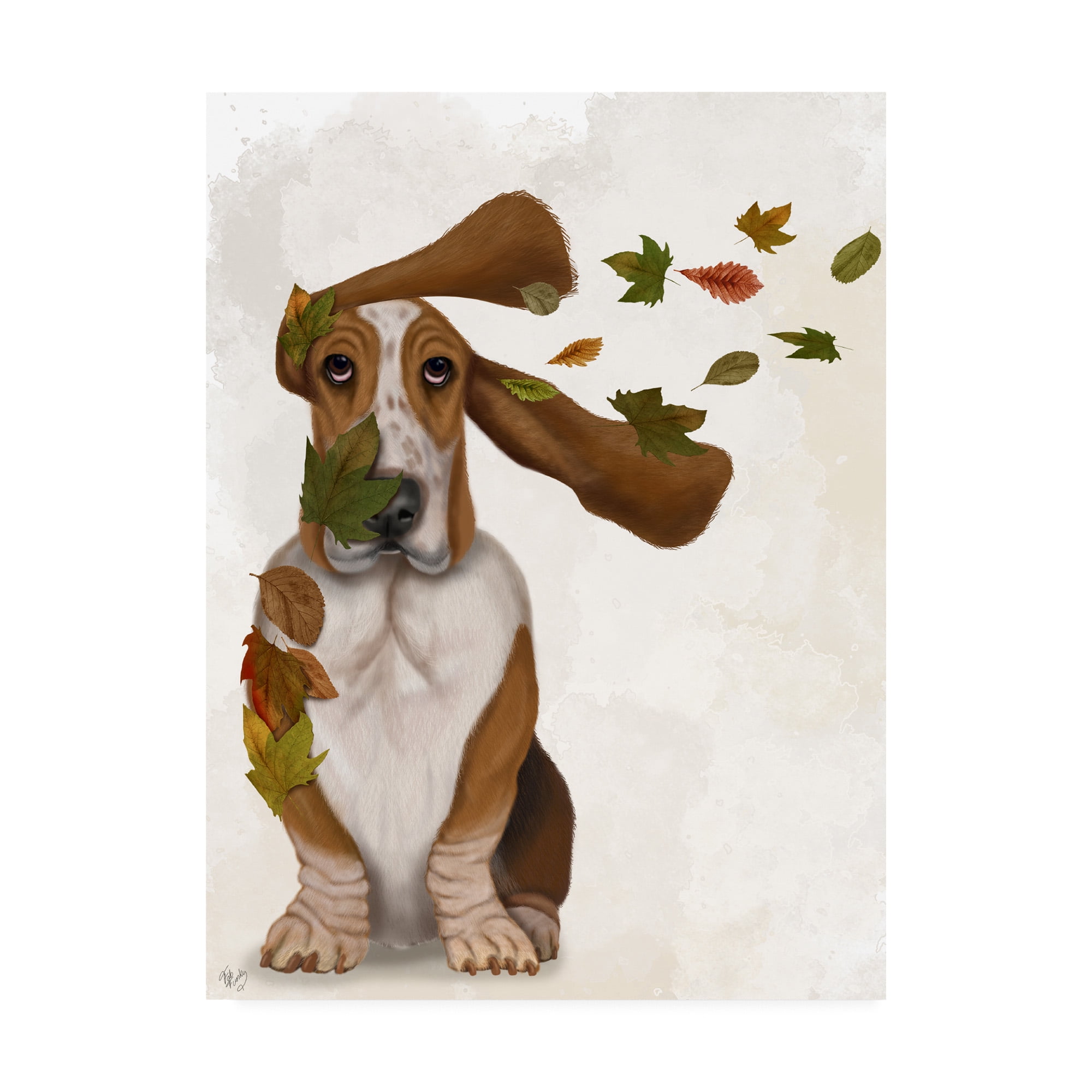 Trademark Fine Art 'Basset Hound Windswept and Interesting' Canvas Art by Fab Funky