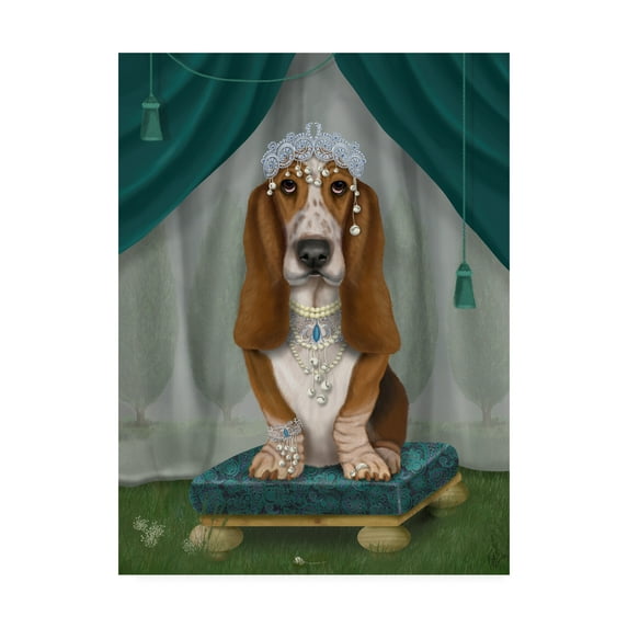 Trademark Fine Art 'Basset Hound and Tiara' Canvas Art by Fab Funky