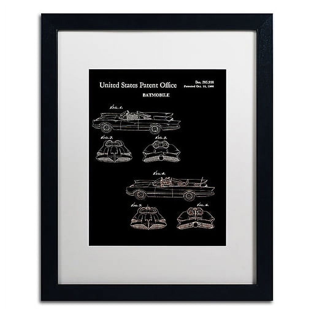 Batmobile Patent 1966 Black and White Canvas Print with Frame