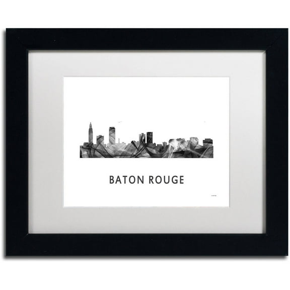 Trademark Fine Art 'Baton Rouge LA Skyline WB-BW' Canvas Art by Marlene Watson, White Matte, Black Frame