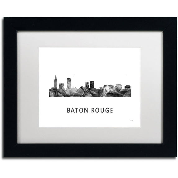 Trademark Fine Art 'Baton Rouge LA Skyline WB-BW' Canvas Art by Marlene Watson, White Matte, Black Frame