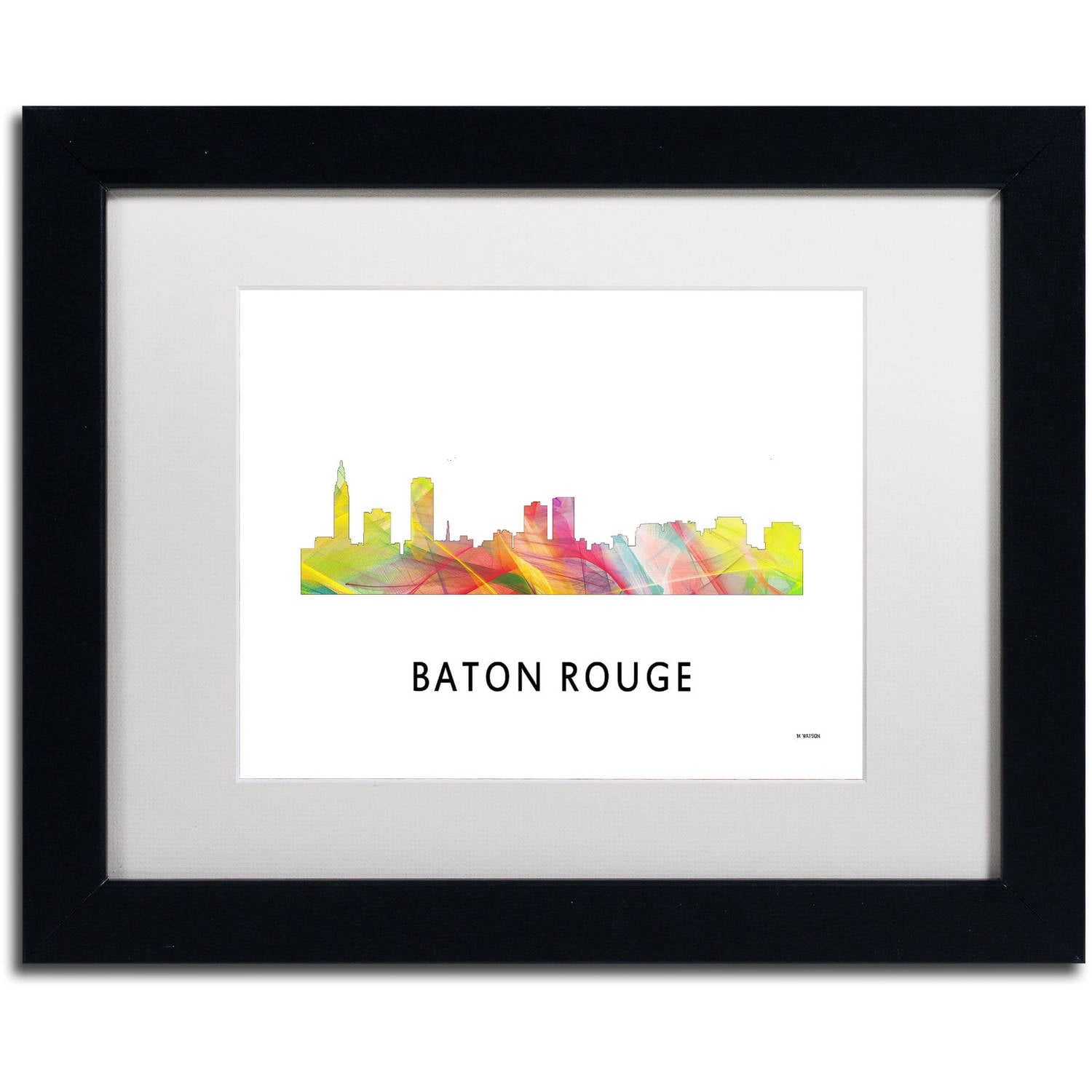 Trademark Fine Art 'Baton Rouge Louisiana Skyline WB-1' Canvas Art by Marlene Watson, White Matte, Black Frame