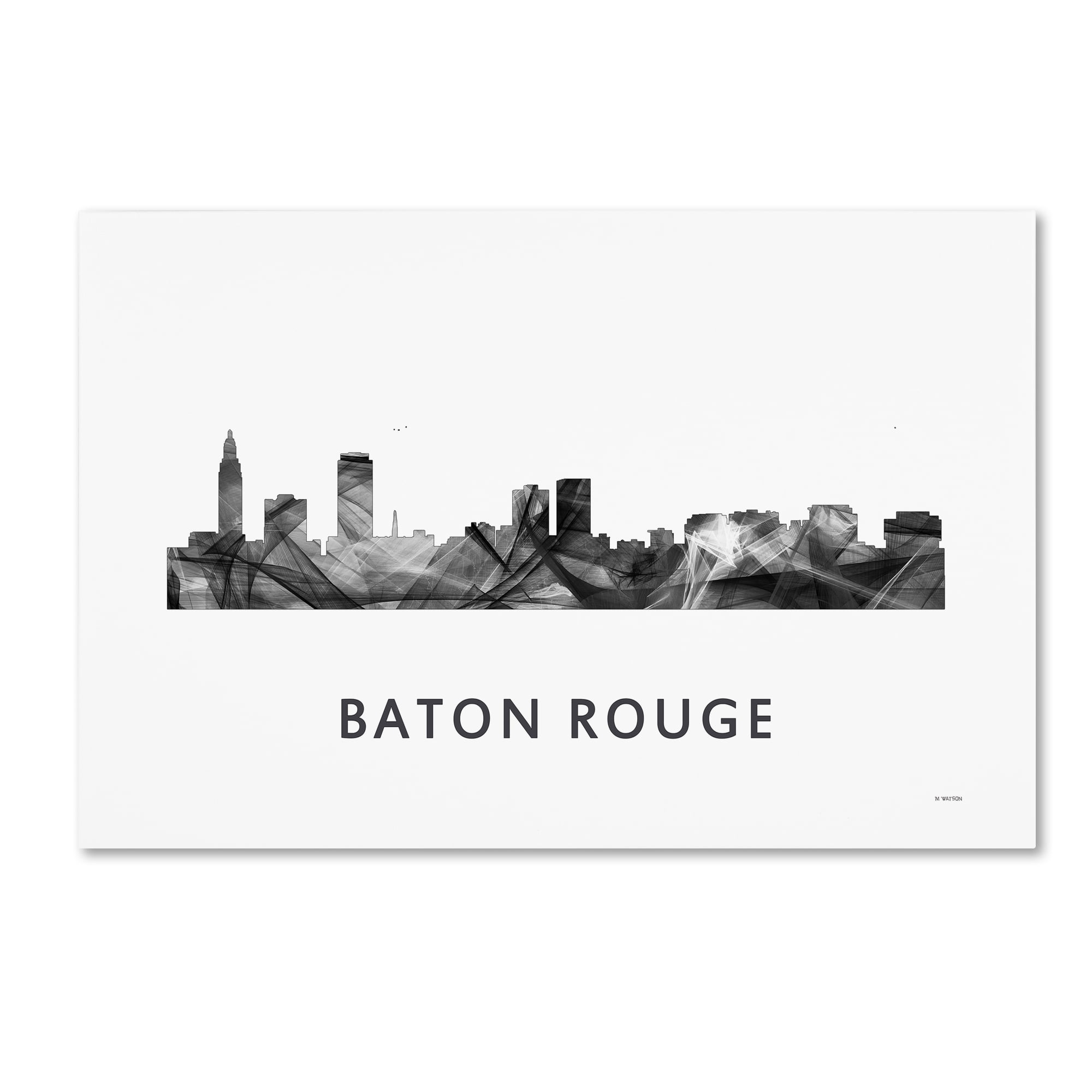 Trademark Fine Art 'Baton Rouge Louisiana Skyline WB-BW' Canvas Art by Marlene Watson