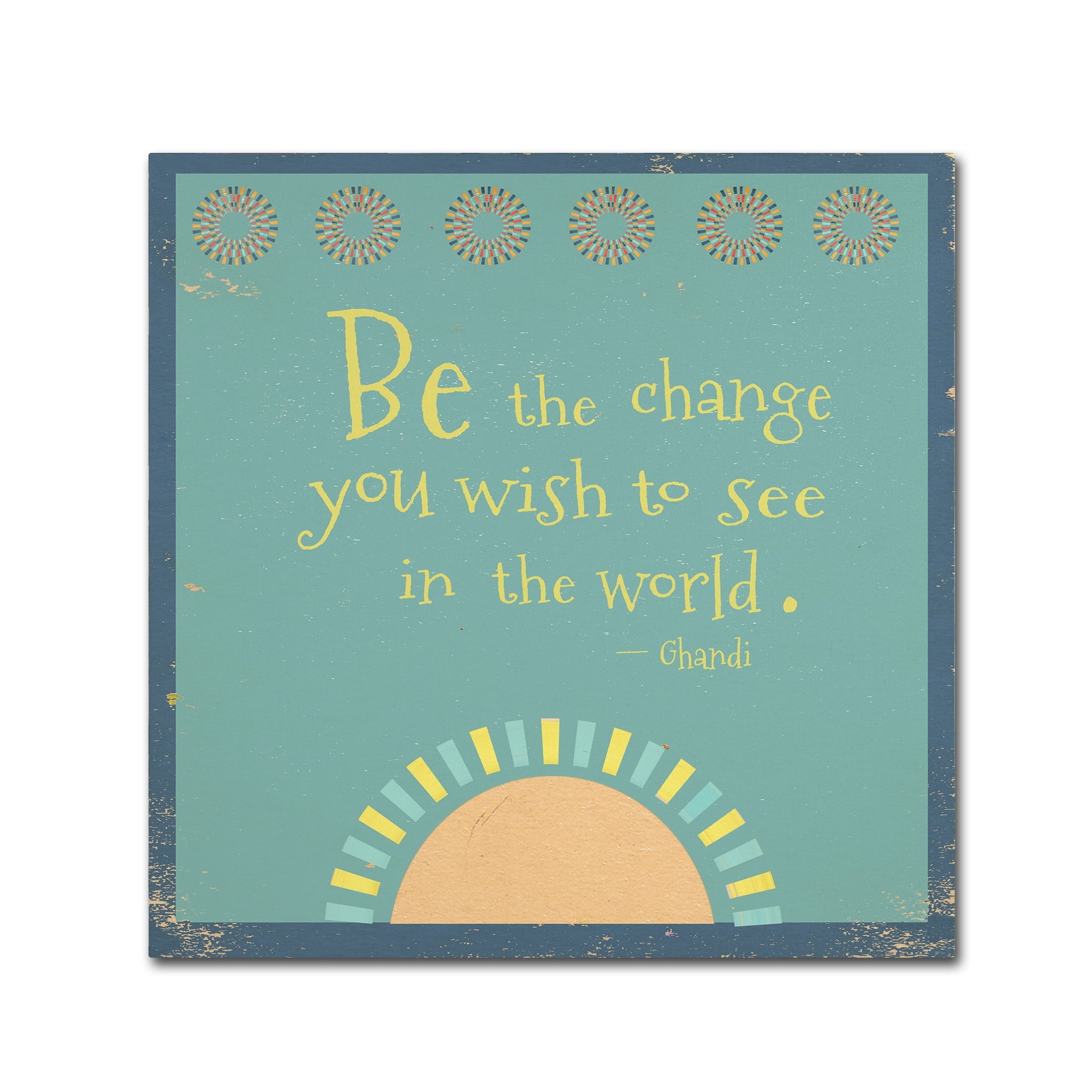 Inspirational Blue and Yellow Canvas Quote Art, 14 x 14