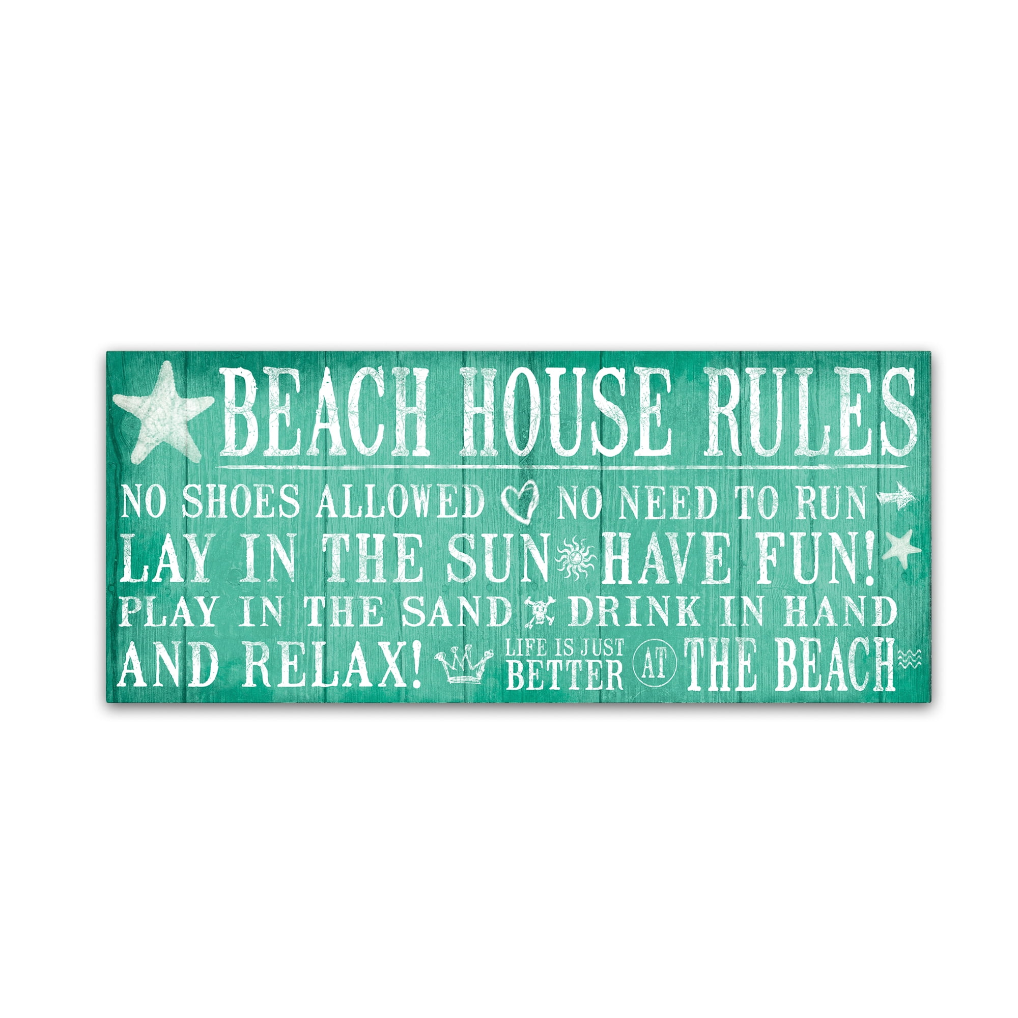 Beach House Rules Coastal Typography Canvas Art