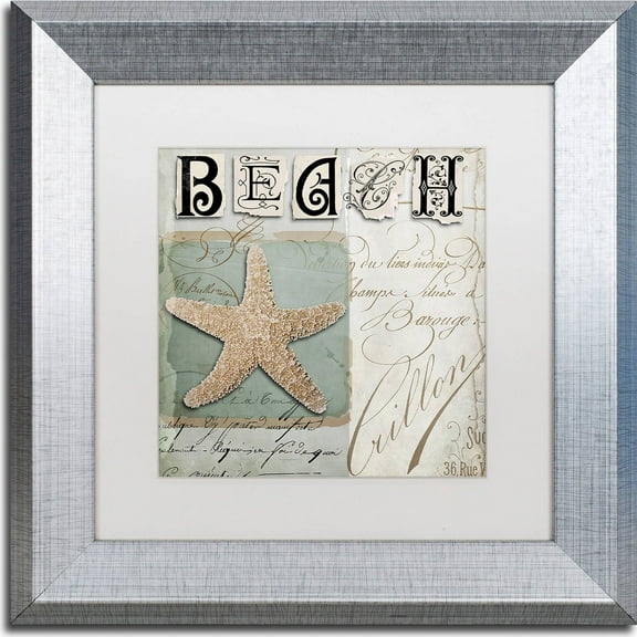 Trademark Fine Art "Beach Book II" Canvas Art by Color Bakery, White Matte, Silver Frame