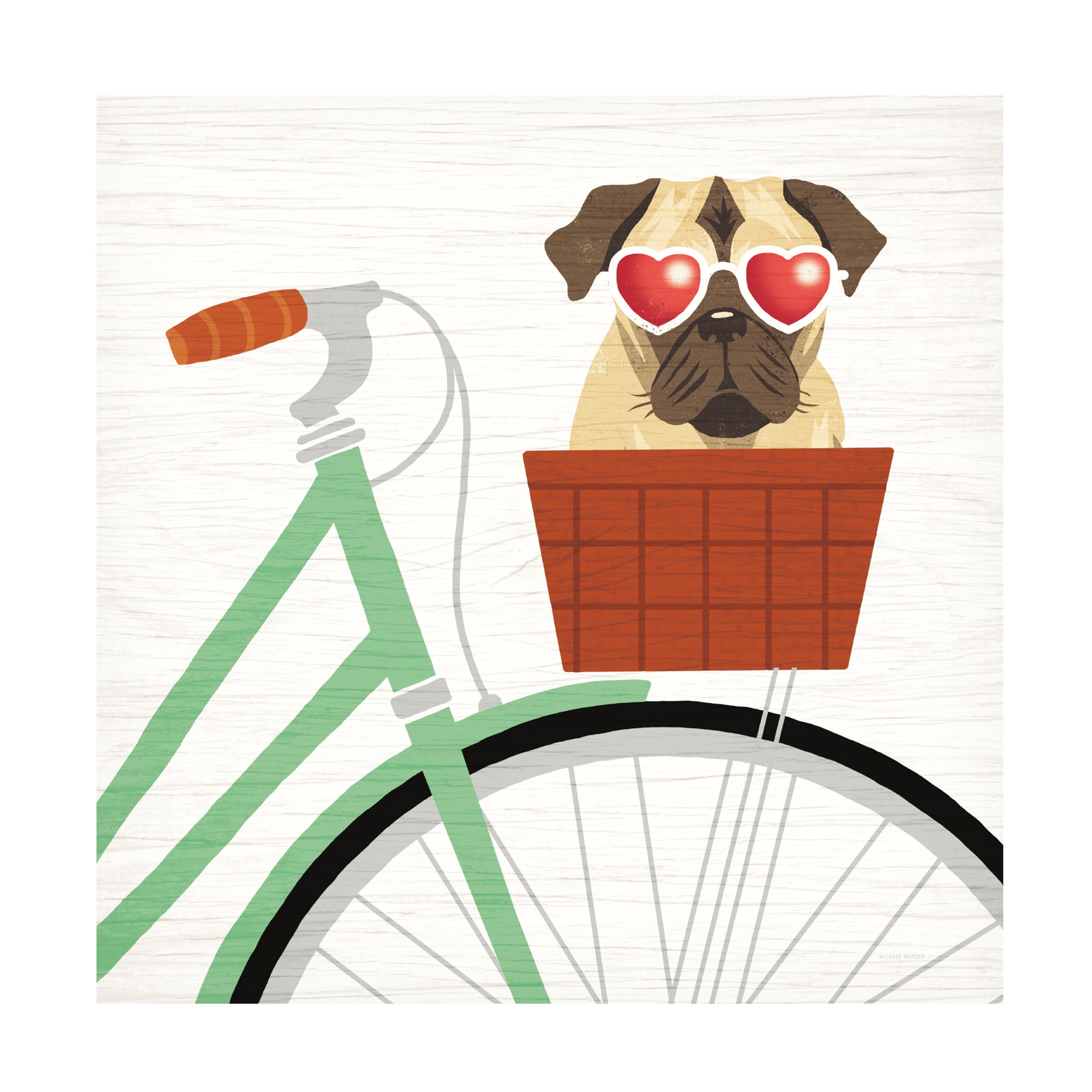 Trademark Fine Art 'Beach Bums Pug Bicycle I' Canvas Art by Michael Mullan