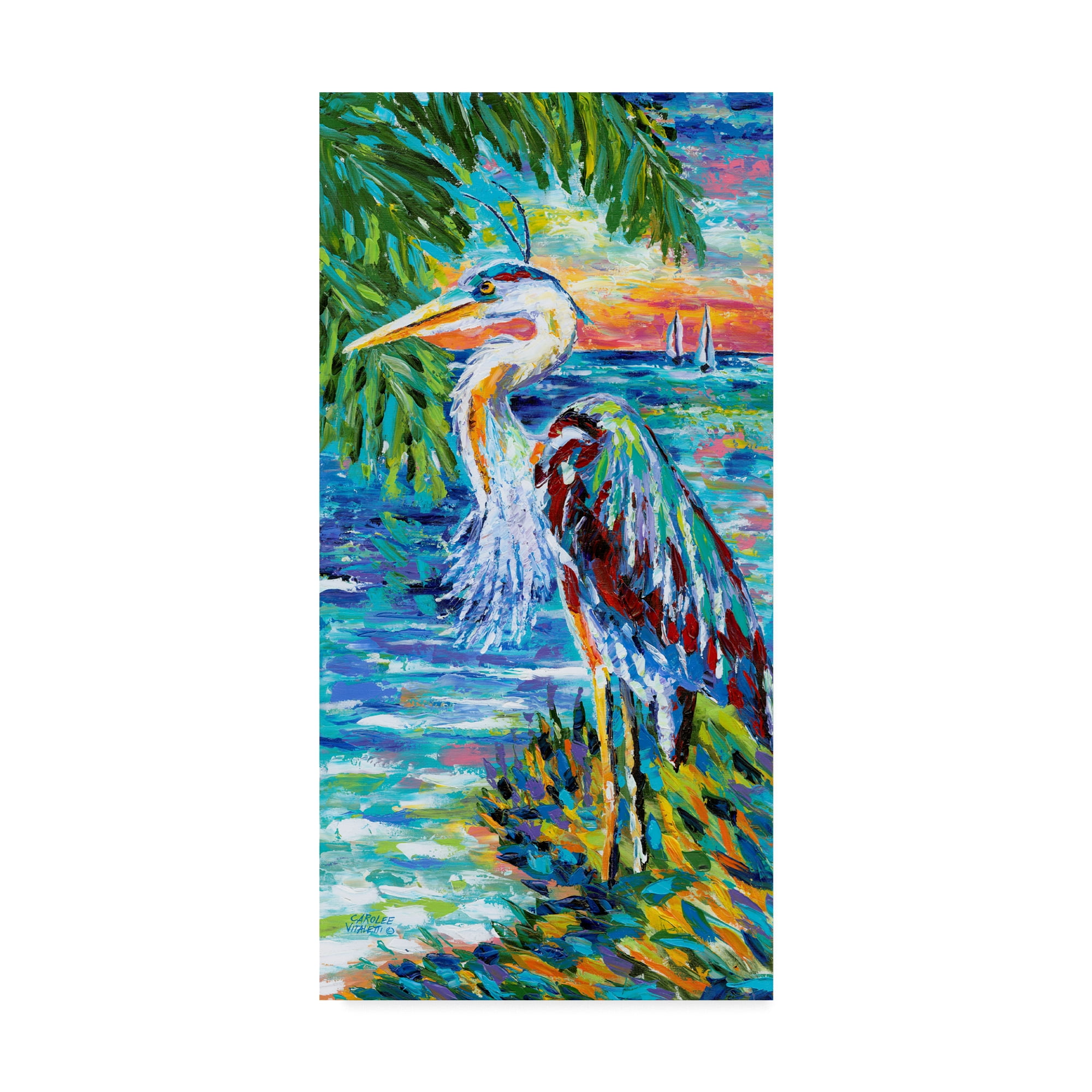 Large Blue and Green Abstract Bird Canvas Art