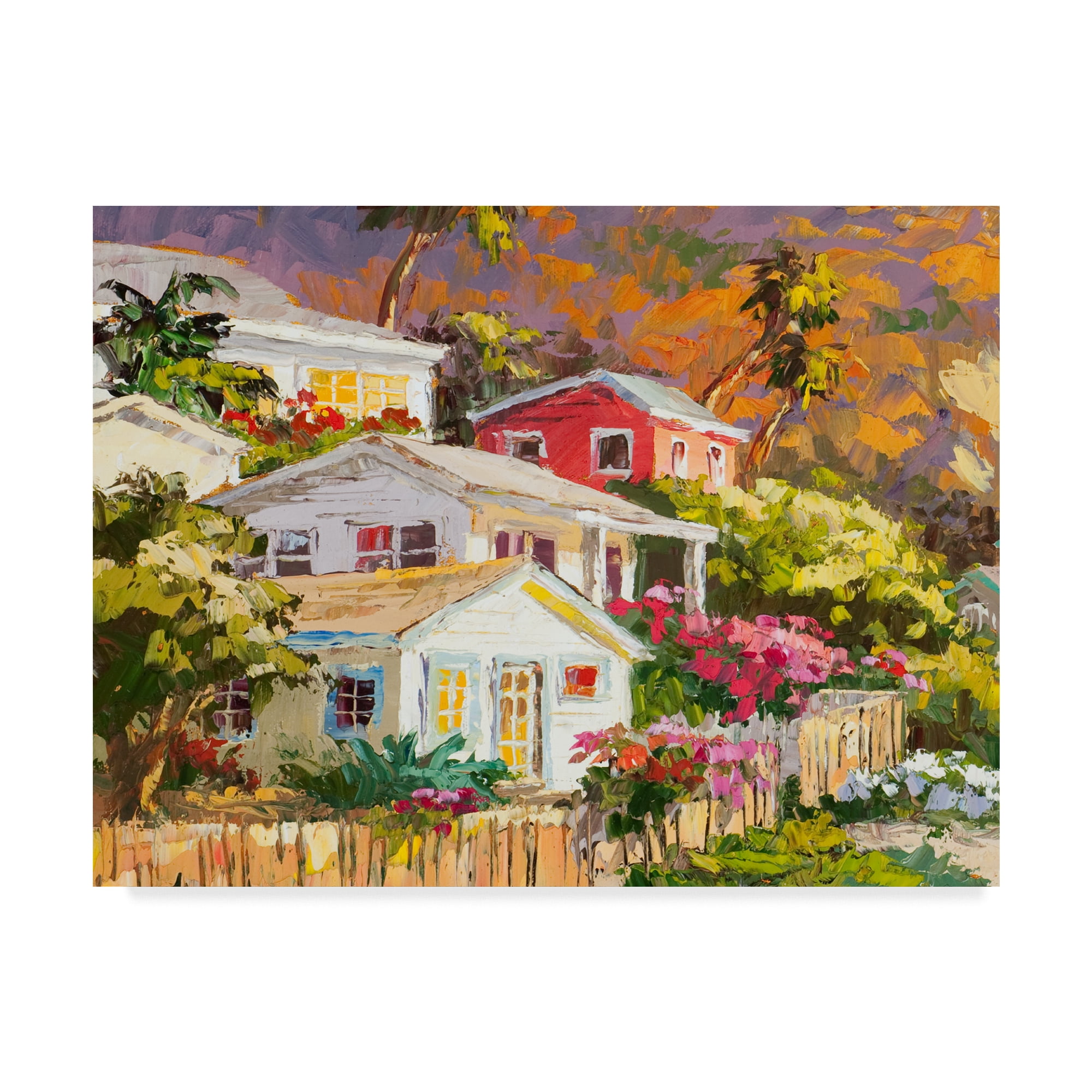 Colorful Landscape Abstract Canvas Print with Orange Sky