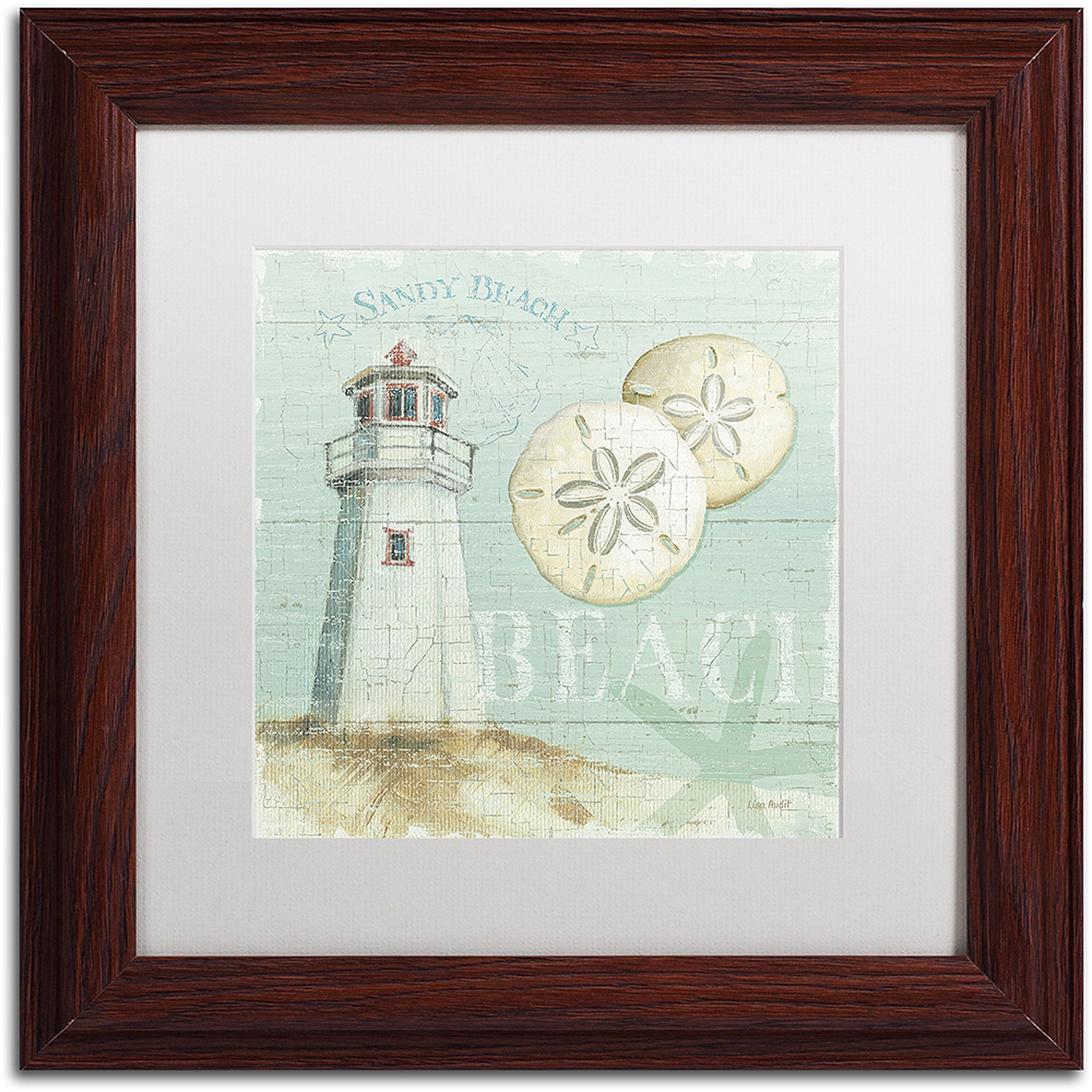 Trademark Fine Art "Beach House I" Canvas Art by Lisa Audit, White Matte, Wood Frame