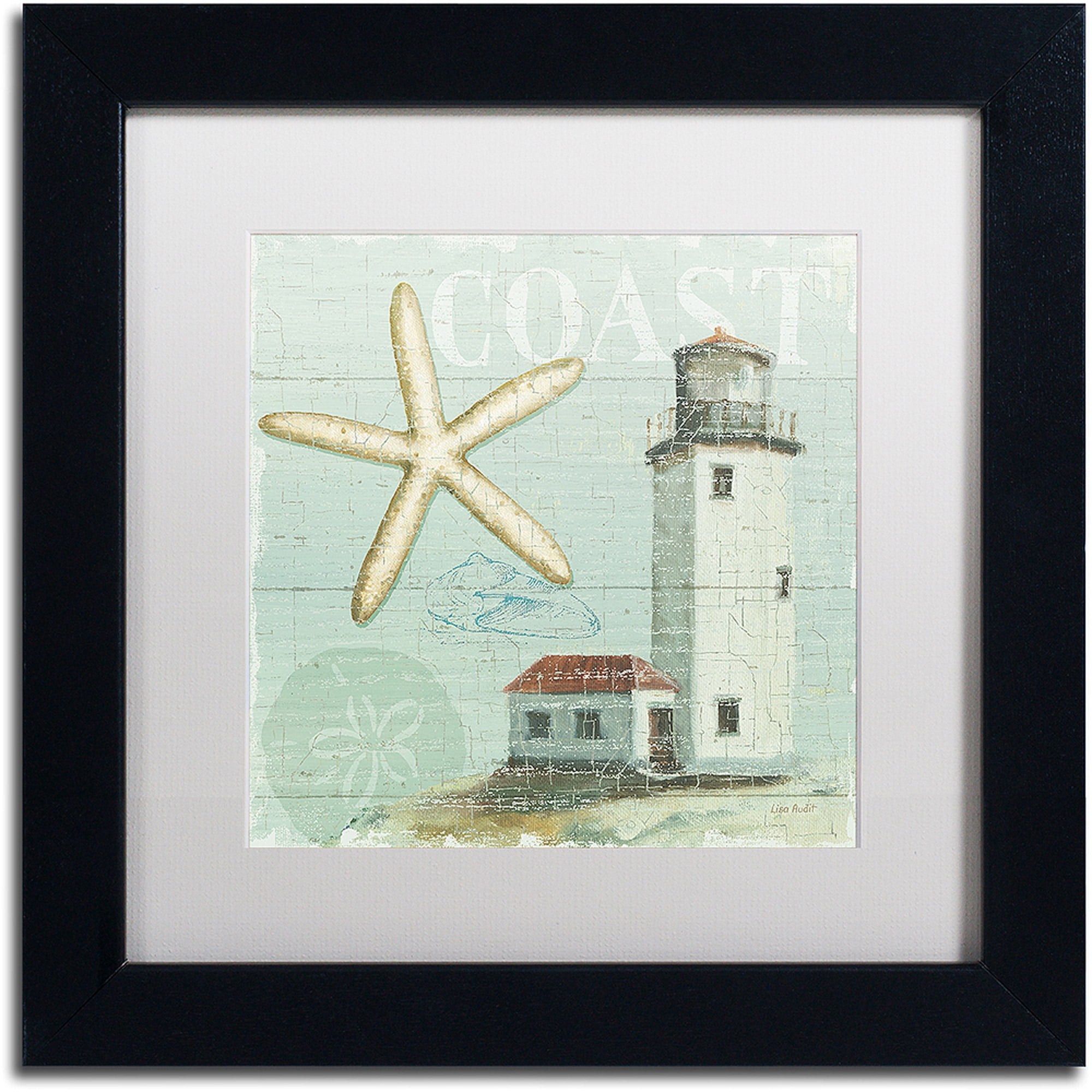 Trademark Fine Art "Beach House II" Canvas Art by Lisa Audit, White Matte, Black Frame