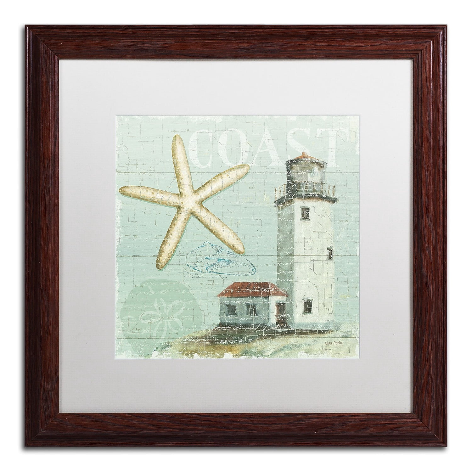 Trademark Fine Art "Beach House II" Canvas Art by Lisa Audit, White Matte, Wood Frame
