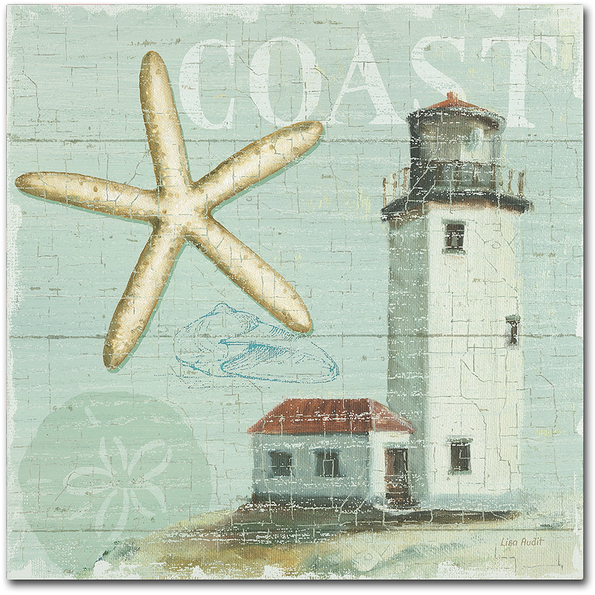 Beach House II Coastal Landscape Canvas Art Print