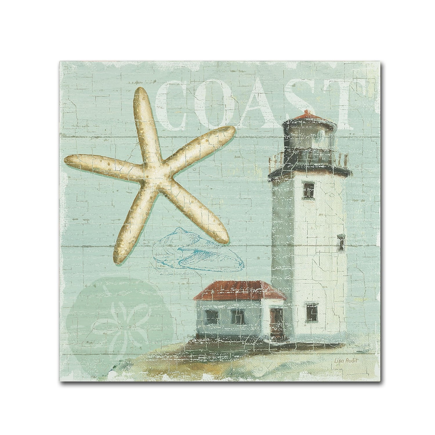 Coastal Lighthouse and Starfish Canvas Art Print
