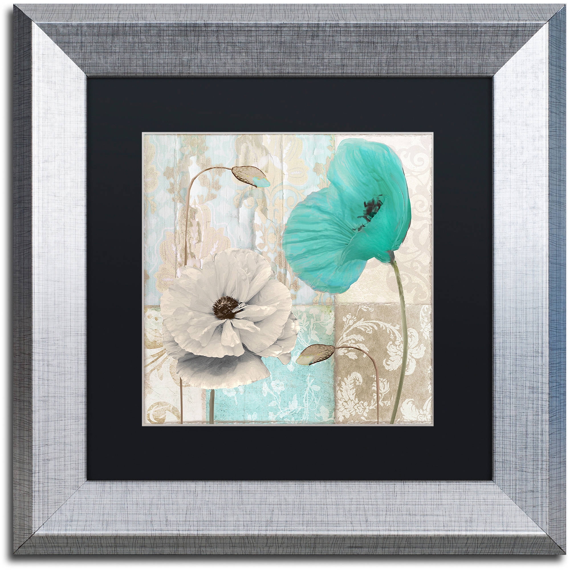 Trademark Fine Art "Beach Poppies III" Canvas Art by Color Bakery Black Matte, Silver Frame