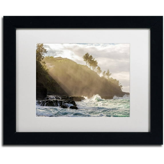 Trademark Fine Art 'Beach Sunlight' Canvas Art by Pierre Leclerc, White Matte, Black Frame