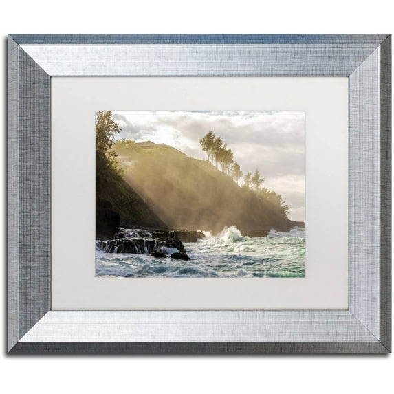 Trademark Fine Art 'Beach Sunlight' Canvas Art by Pierre Leclerc, White Matte, Silver Frame