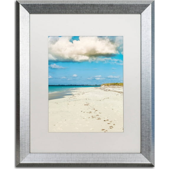 Trademark Fine Art "Beach Walk" Canvas Art by Yale Gurney, White Matte, Silver Frame