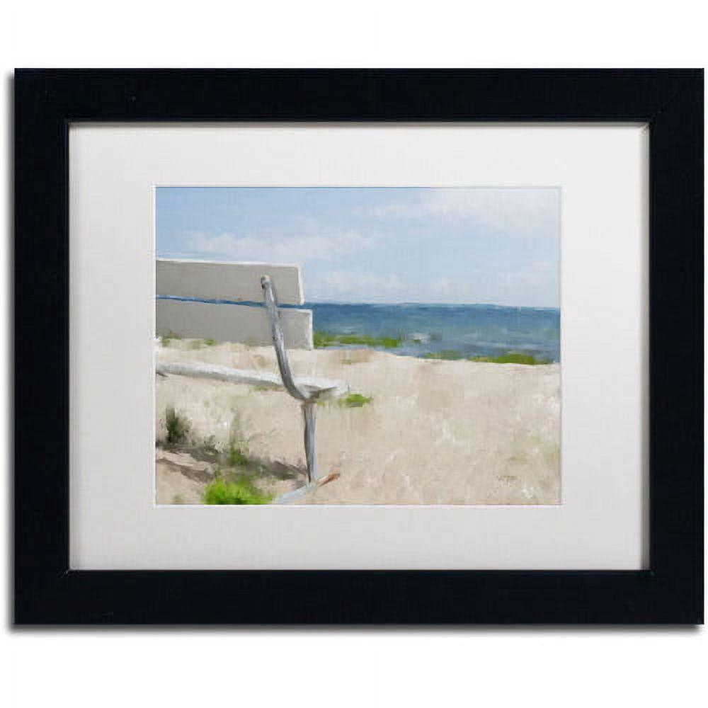 Trademark Fine Art "Beach on Long Island Sound" Canvas Art by Lois Bryan, White Mat, Black Frame