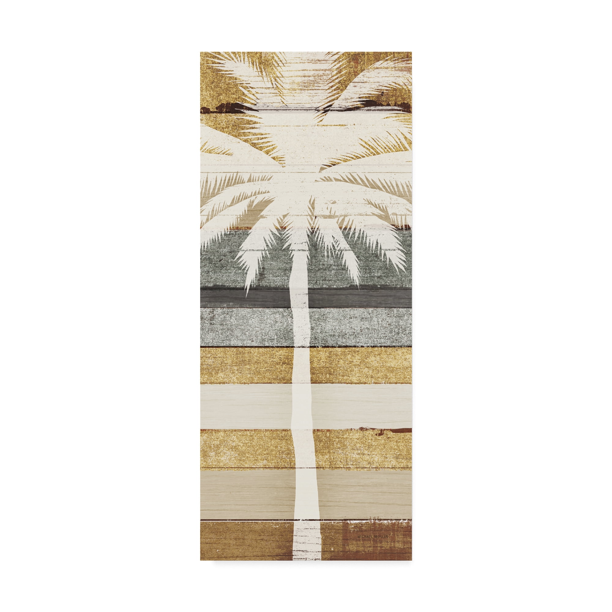 Trademark Fine Art 'Beachscape Palms IV Gold Neutral' Canvas Art by Michael Mullan