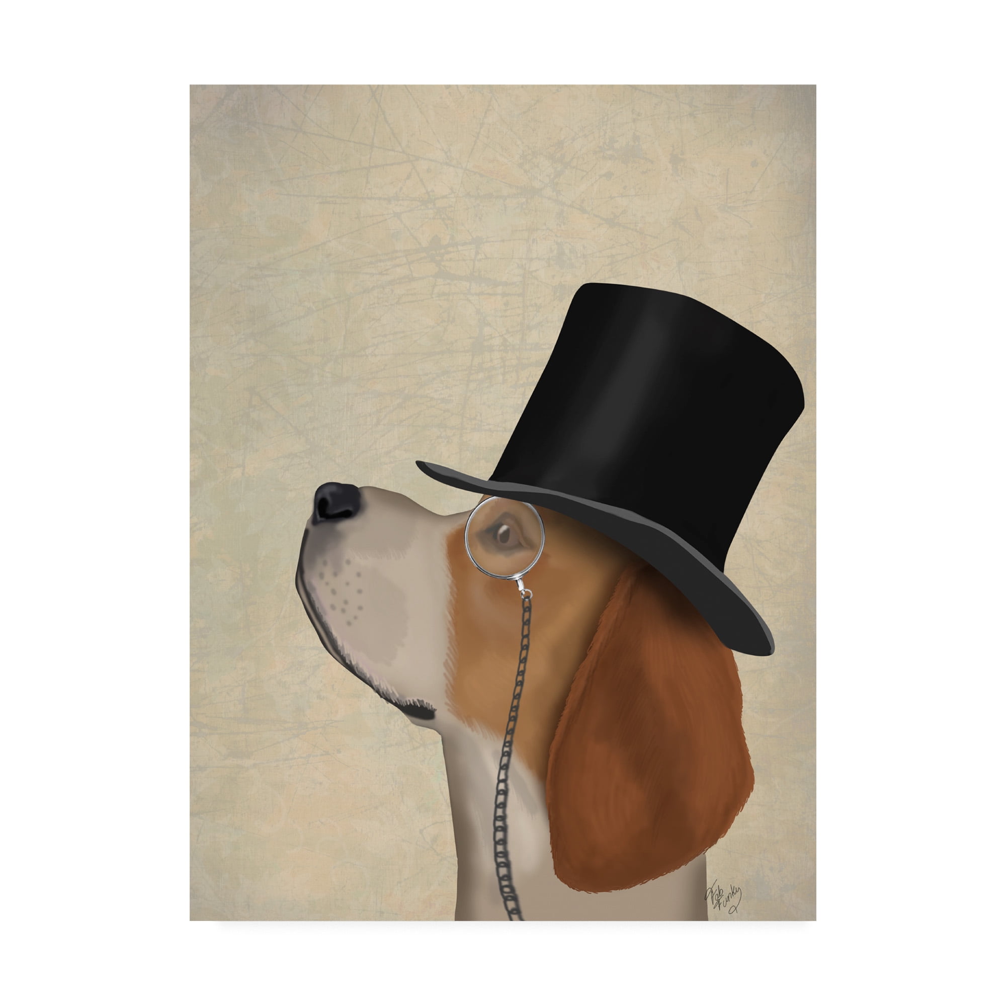 Trademark Fine Art 'Beagle, Formal Hound And Hat' Canvas Art by Fab Funky