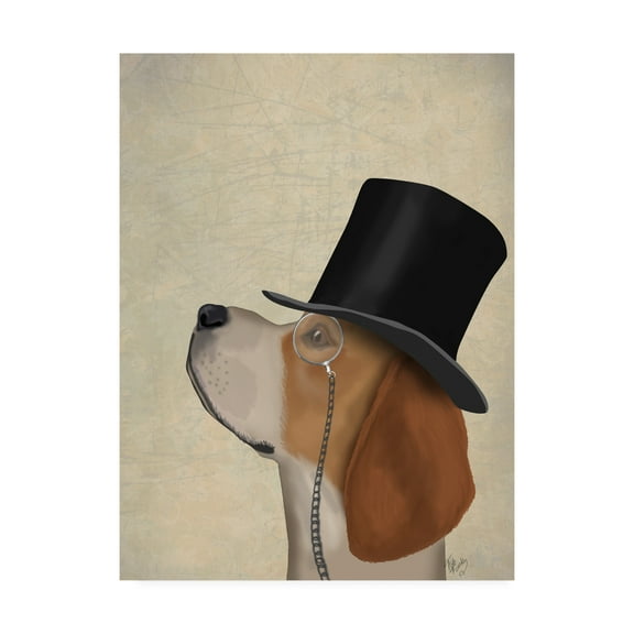 Trademark Fine Art 'Beagle, Formal Hound And Hat' Canvas Art by Fab Funky