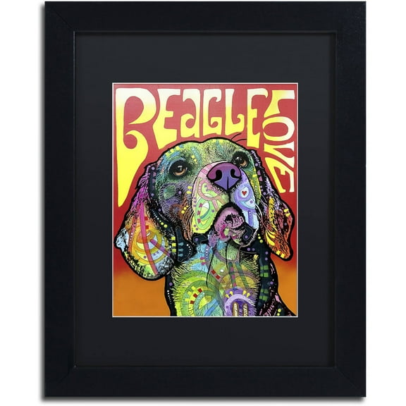 Trademark Fine Art 'Beagle Love' Canvas Art by Dean Russo, Black Matte, Black Frame
