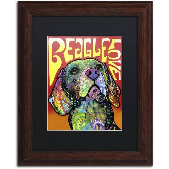 Trademark Fine Art 'Beagle Love' Canvas Art by Dean Russo, Black Matte, Wood Frame
