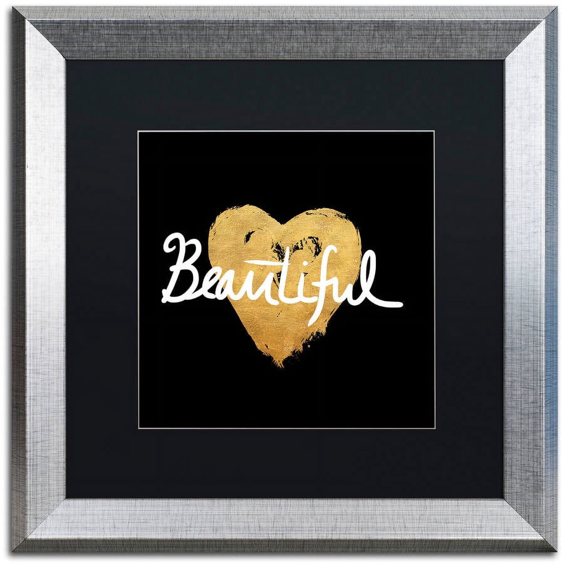 Trademark Fine Art "Beautiful On Black" Canvas Art by Lisa Powell Braun, Black Matte, Silver Frame