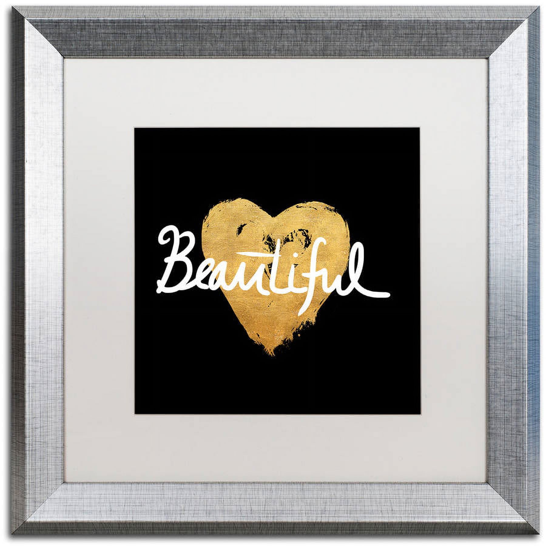 Trademark Fine Art "Beautiful On Black" Canvas Art by Lisa Powell Braun, White Matte, Silver Frame