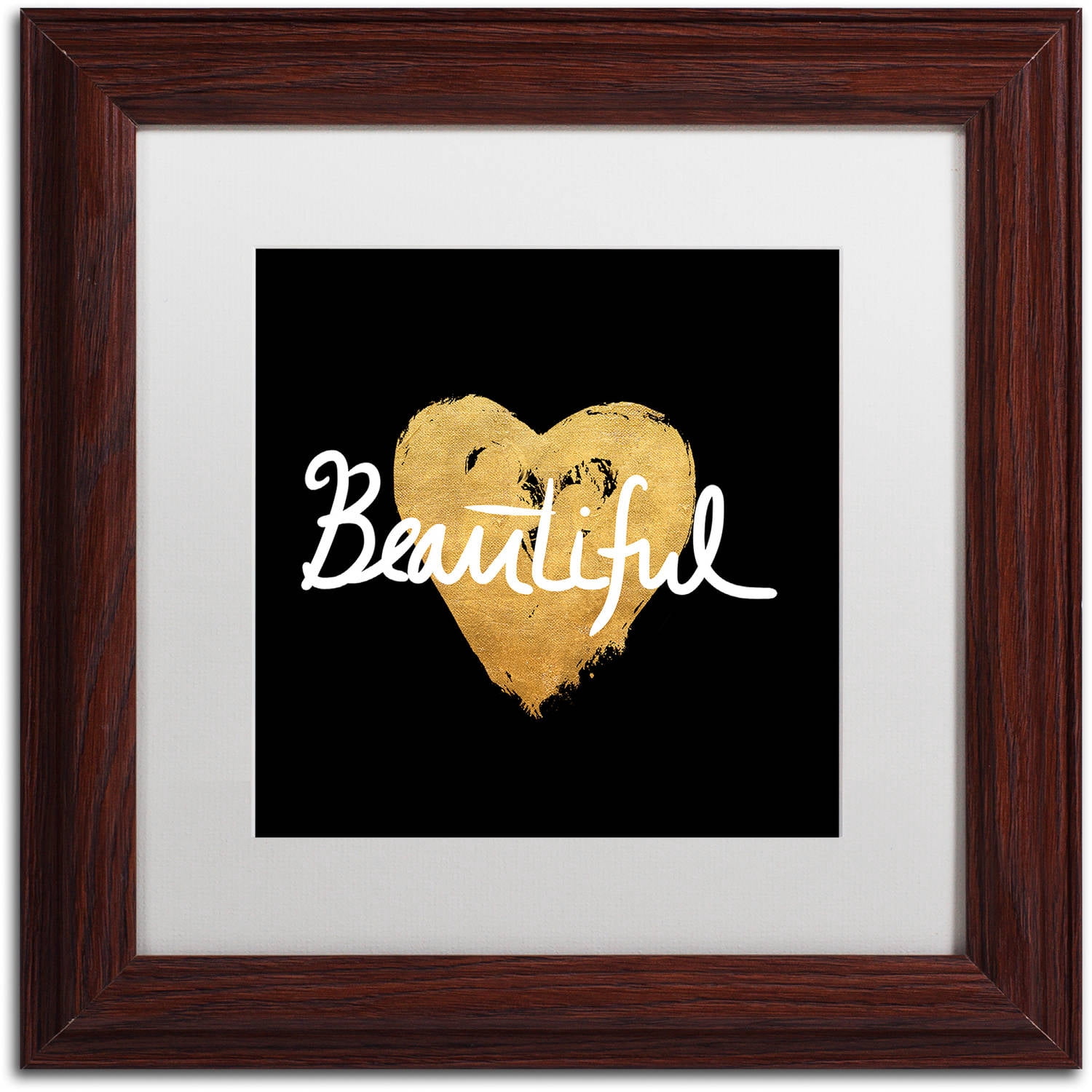 Trademark Fine Art "Beautiful On Black" Canvas Art by Lisa Powell Braun, White Matte, Wood Frame